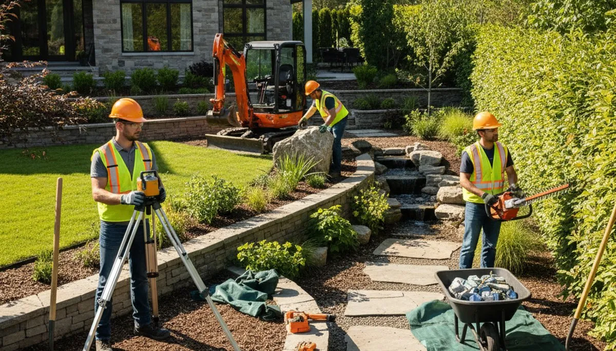 Landscape design team in Allentown, PA creating custom outdoor spaces for tree-service clients