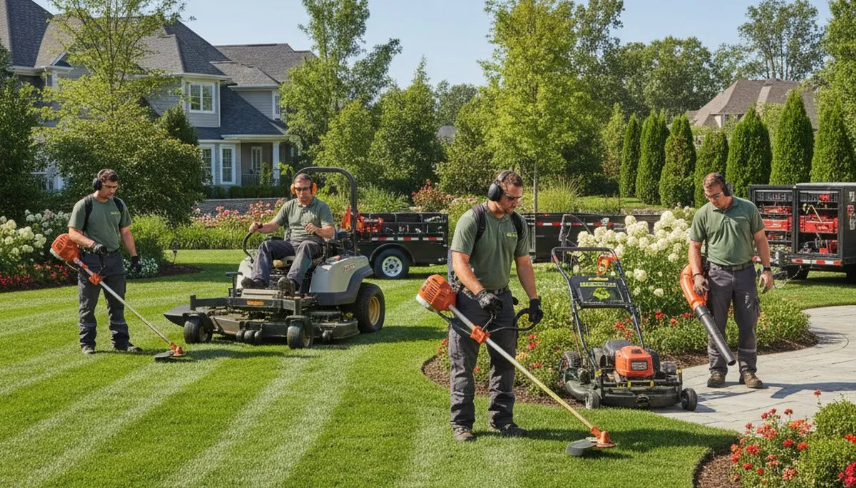 Allentown, PA tree service crew providing lawn care for a healthy, well-kept yard
