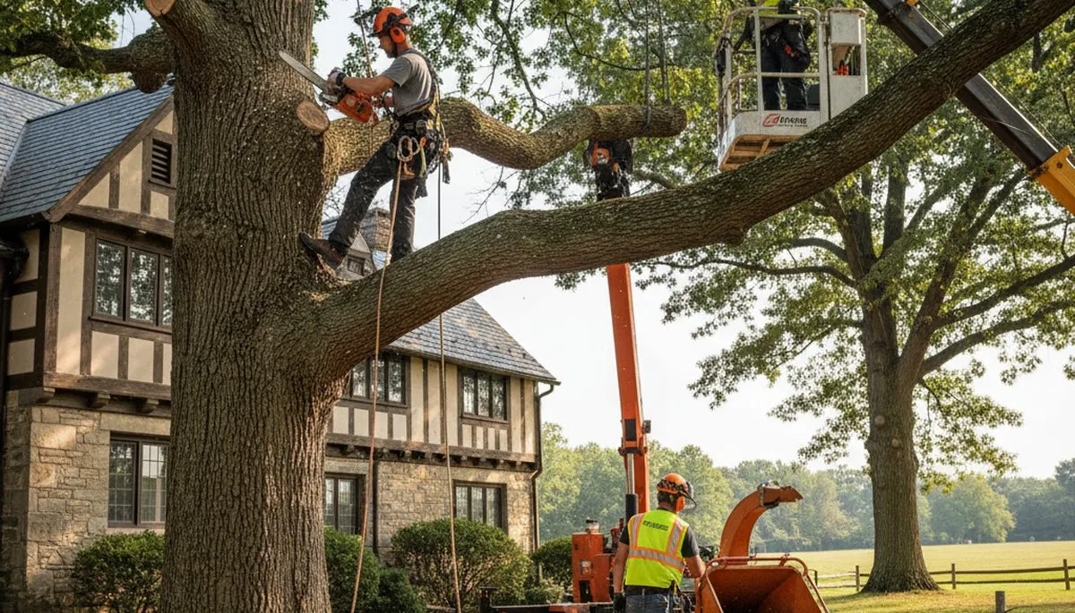 Allentown, PA tree service crew trimming trees for safe, professional property care
